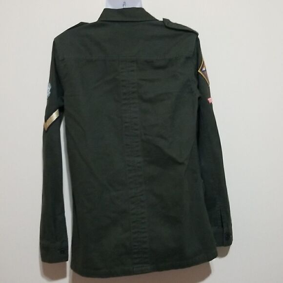 Willow & Clay Green Army Patch Jacket Sz Xs - Picture 5 of 7